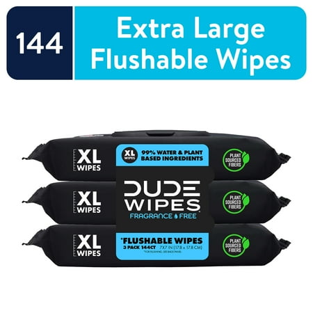 Dude Wipes Extra Large Fragrance Free Fragrance Free Flushable Wipes 3 - 48 Wipe Packs