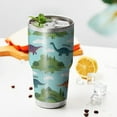 thumbnail image 3 of 30oz Light Blue Dinosaur Landscape Pattern Tumblers Stainless Steel Tumbler with Lid and Straw,Vacuum Insulated Double Wall Travel Tumbler Cups Mug with Cleaning Brush for Coffee,Tea, 3 of 7