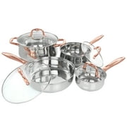 Bransonville 8 Piece Stainless Steel Cookware Set in Chrome and Bronze