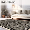 thumbnail image 2 of ODIKA 8'x10' Machine Washable Non-Slip Area Rug, Tropical Foliage Lattice Abstract Contemporary Artistic High Traffic Rug, Black, 718371, 2 of 7