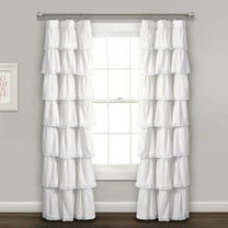 Lush Decor Lace Ruffle Ruffle with Lace 84" x 52" Textured White 3" Rod Pocket Single Window Panel