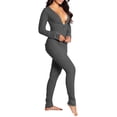 thumbnail image 5 of Aunavey Womens One Piece Pajamas Bodycon Jumpsuit Union Suit with Button Back Butt Flap, 5 of 5