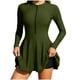 thumbnail image 2 of Traje de baño tankini informal para mujer, cuello dividido, media cremallera, manga larga, mono + pantalón de cuatro esquinas con almohadilla en el pecho, pantalones de natación, traje de surf, traje, 2 of 9