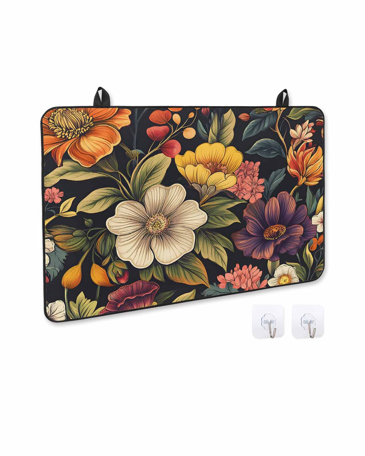 nqOlkjepod Large Induction Cooktop Protector Mat 24"x21", Orange Flower Stove Top Covers for Electric Stove, Sunflower Watercolor Plant Floral Leaf Stove Burner Cover Mats, Glass Top Stove Cover