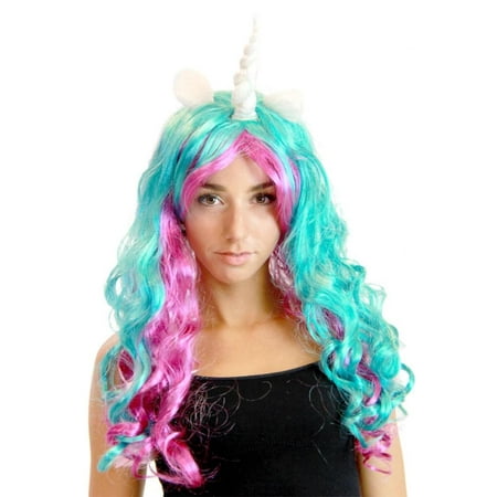 Deluxe Unicorn Costume Wig w/Ears Adult: Blue/Purple:Princess One Size