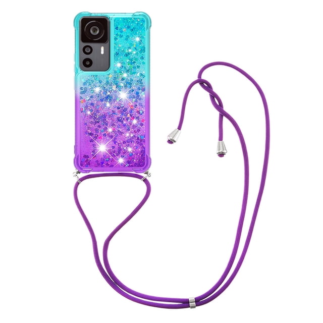 Funda para Xiaomi 12T/12T Pro 5G Brillantina Líquida Divertida Reluciente y con Cristales en Movimiento Cuerpo Cruzado con Cordón Ajustable