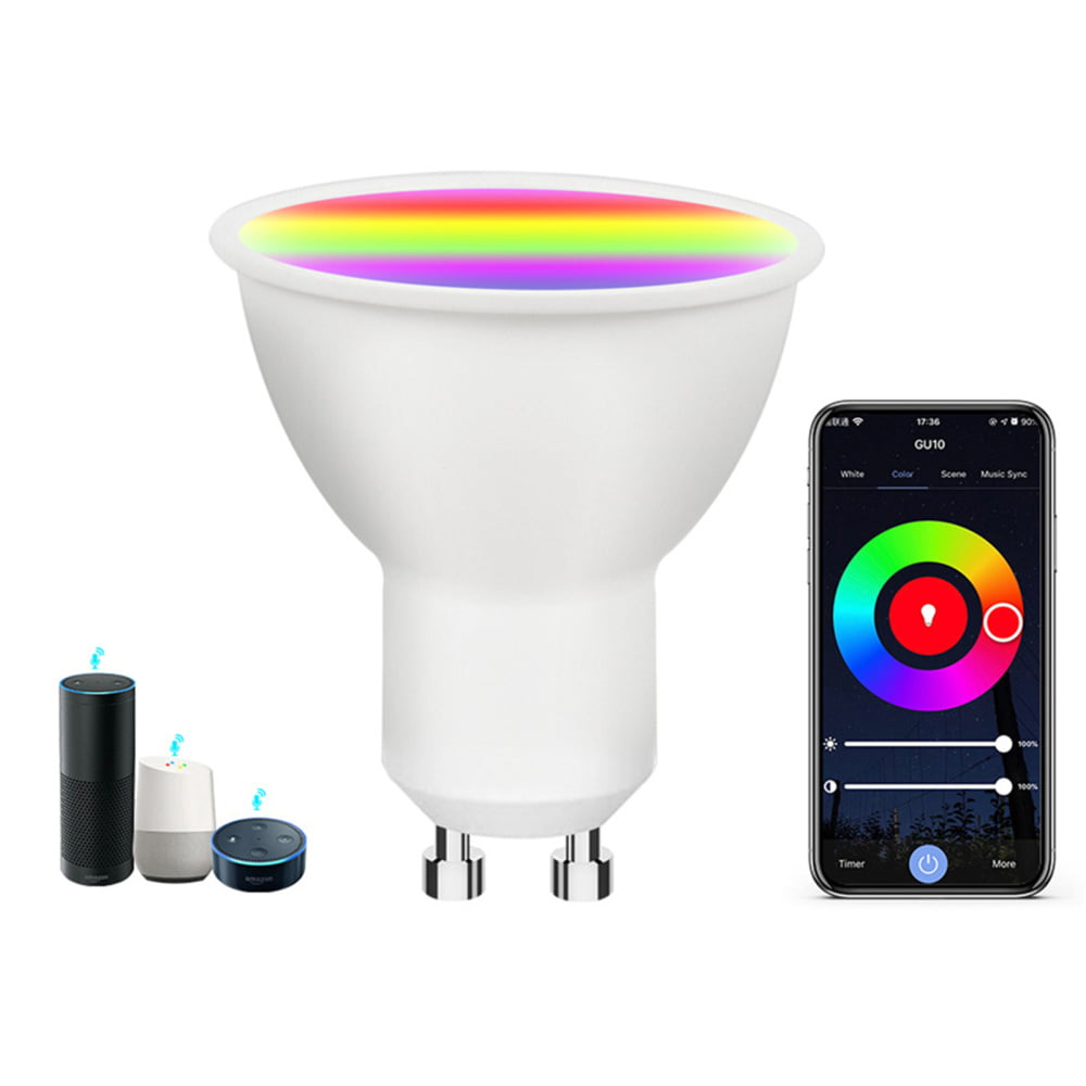 Verbanning wees onder de indruk Auckland GU10 Smart LED Light Bulb RGB 2.4GHz WiFi Connection Colorful Light Bulb  Phone Control Alexa-Compatible for Party Bar Club 5W 110V - Walmart.com
