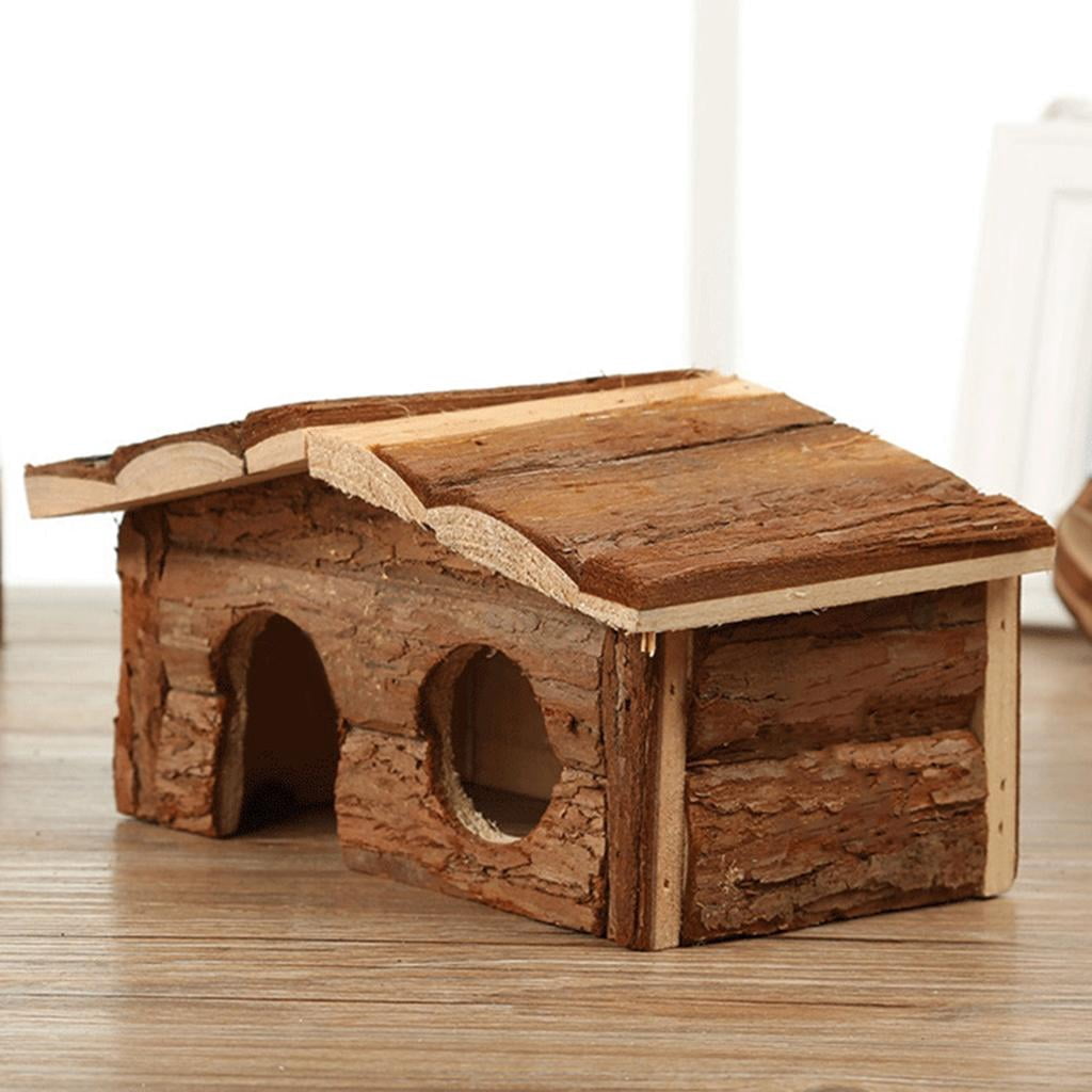 Small Hideouts Cabin Wood Shelter House Scratchproof Hamster Cage Playhouse Squirrels Cage Accessory Furniture