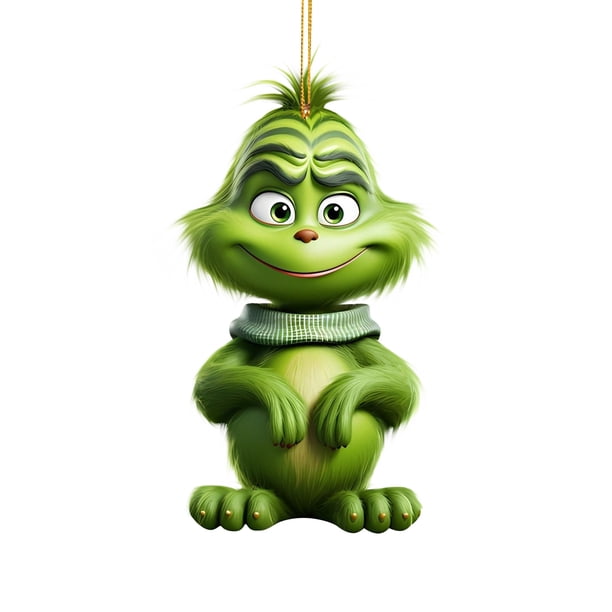 Mini Grinch Ornaments Horror Movie Theme Pendant,8cm Creative Xmas Flat Hanging Ornament Christmas Tree Pendants Craft Collection,Xmas Party Tree Decor,Birthday Gift For Boys Girls