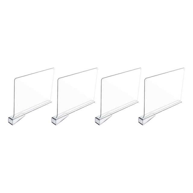 KALLORY 4Pcs Clear Acrylic Closet Dividers Multi-Function Shelf Dividers for Cabinet and Rack