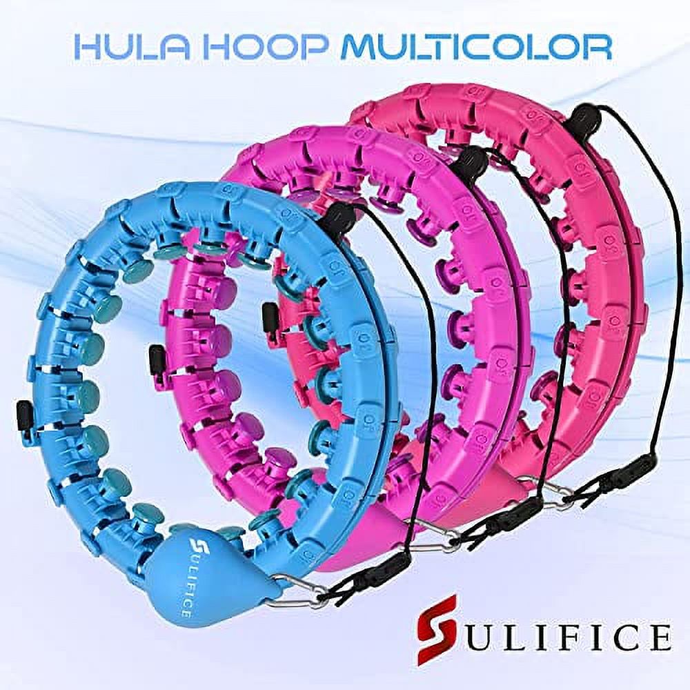 Sulifice Smart Weighted Hula Hoop for Exercise and Weight Loss, 24 Knots, Blue