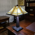 thumbnail image 6 of 23" White Amber and Brown Stained Glass Two Light Mission Style Table Lamp, 6 of 7