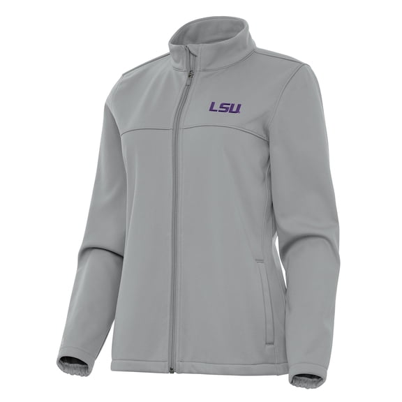Women's Antigua Gray LSU Tigers Links 2 Full-Zip Golf Jacket