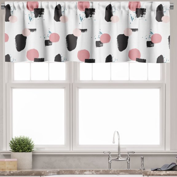 Ambesonne Contemporary Valance Pack of 2, Grunge Murky Effects, 54"X18", Charcoal Grey Pink White