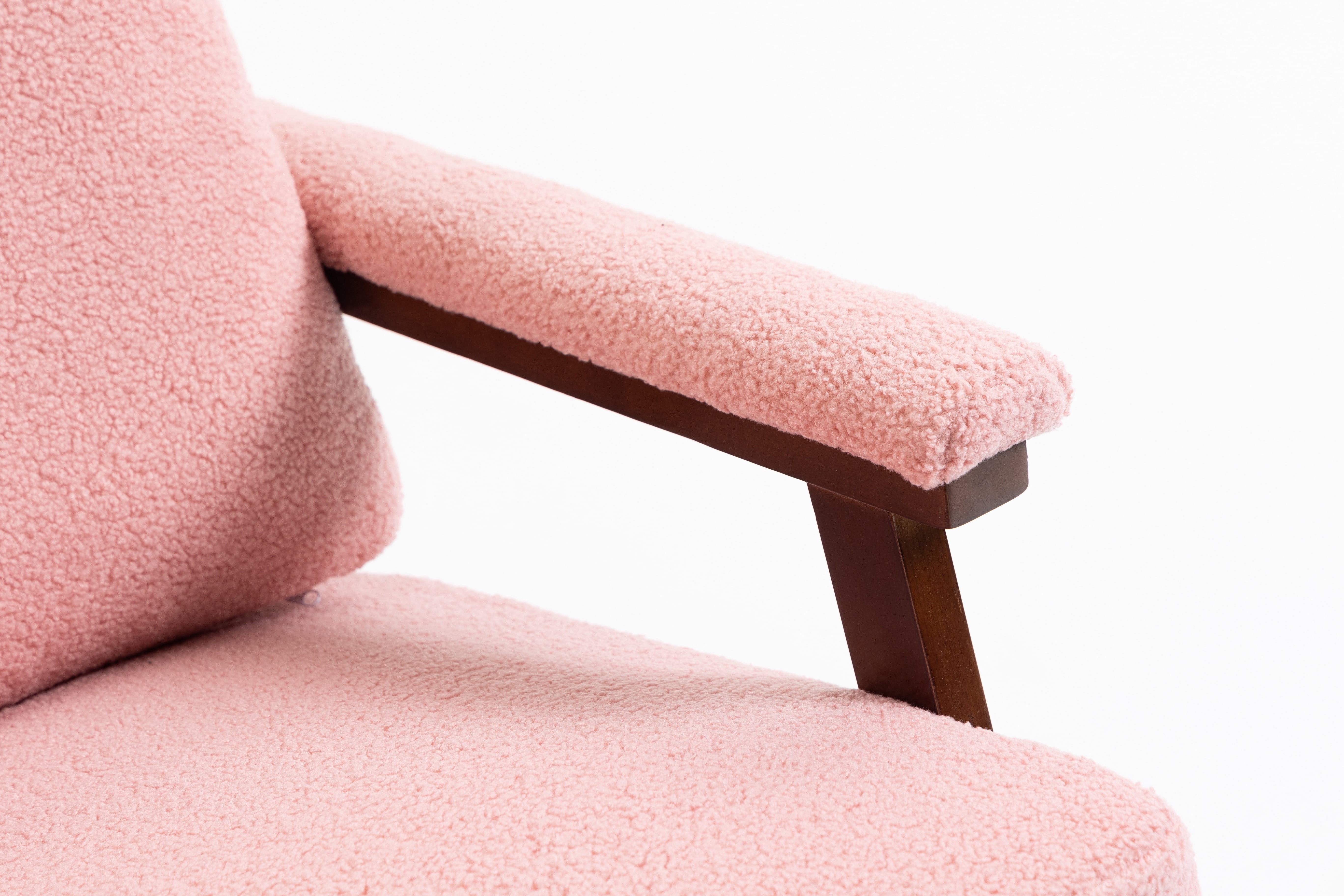 Paproos Rocking Chair, Paproos Velvet Upholstered Rocker Chair, Glider Rocker Accent Chair with Cushion, Rocking Chair for Nursery, Armchair Reading Chair for Living Room Bedroom, Pink
