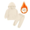 thumbnail image 2 of CYRBOKO Boys Sweatsuit Sets, Casual Long Sleeve Cotton Two-piece Hoodies and Joggers Beige Size 12-13 T, 2 of 8