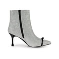 thumbnail image 3 of BLISSFUL STEP Women's Bow Glitter Pointed Toe Stiletto Heel Ankle Boots Silver 7, 3 of 6