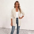 thumbnail image 4 of VEKDONE Womens Heathered Knit Cardigan Shawl Collar Open Front Overcoat Relaxed Fit Ribbed Cuffs and Hem Jackets Fall Winter Fashion Clothing for Commuting, 4 of 6