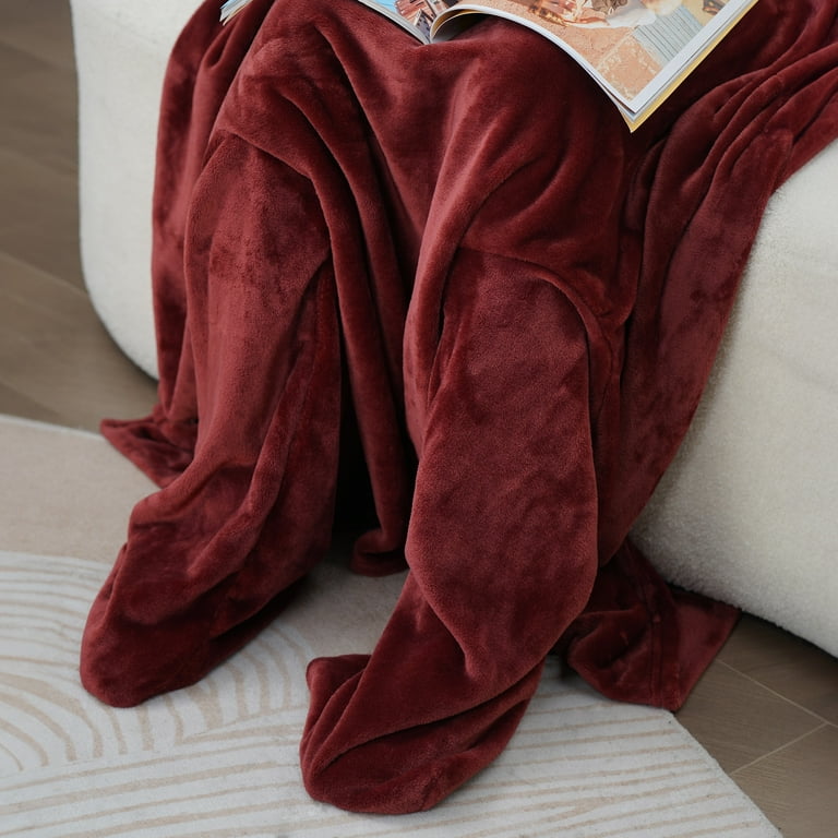 Winthome Flannel Wearable Blanket Large Soft Fleece TV Throw Wrap Robe  Blanket with Sleeves u0026 Feet Pockets Comfy Warm Full Body with Pocket Red  55.1X70.8 - Walmart.com