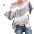 thumbnail image 1 of Camiseta de mujer Blusa con estampado de rayas en la parte superior de manga corta con un hombro, gris, S Vogacara  AP001847-09, 1 of 5