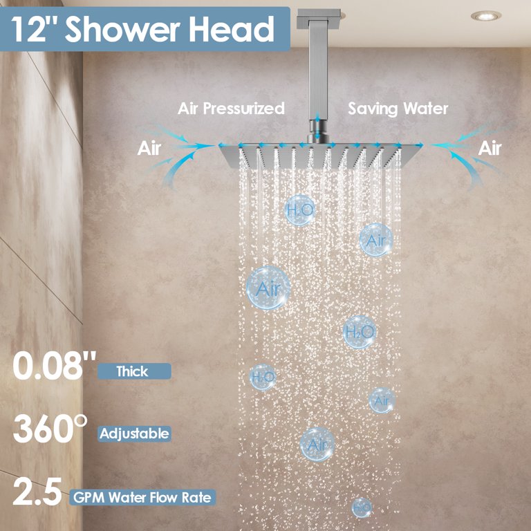 Cranach 2-Spray 5 in. LED 3-Color Dual Shower Head Wall Mount Handheld Shower Head 2.5 GPM in Brushed Gold(Valve Included)