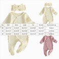 thumbnail image 4 of HCNTES Baby Girl Clothes Winter Baby Girls Solid Bodysuit Winter Romper Girls Preemie Long Sleeve Sleepers Pajamas 0 3 6 Months, 4 of 4