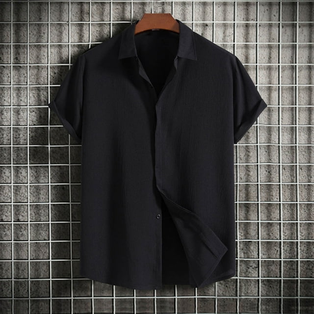 zanvin Hauts d'Été, Chemise Décontractée pour Homme Unie à Col Rabattu à Manches Courtes avec Fermeture à Boutons, Blouse Hawaïenne