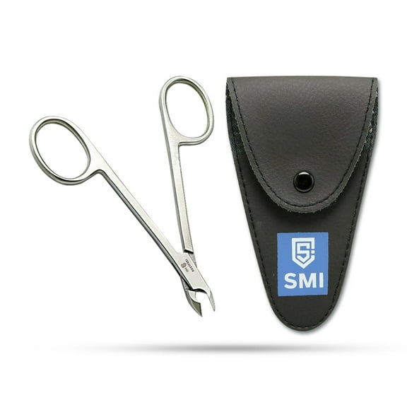 SMI Scissor Style Cuticle Remover & Trimmer, Stainless Steel Cuticle Nipper with Travel Case, Silver