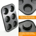 thumbnail image 4 of NOGIS 2 PCS Non-Stick Round 6-Cup Standard Muffin Baking Pan Set Carbon Steel Cupcake Pan Muffin Tin Perfect for Making Muffins or Cupcakes, Black, 4 of 7