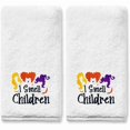 thumbnail image 1 of wonima44 Halloween Hand Towels Set of 2, Halloween Bathroom Decor Embroidered Pattern Festival, Witches Soft Dish Towels for Kitchen Bath 14x30 Inches 100% Cotton I Smell Children, 1 of 1