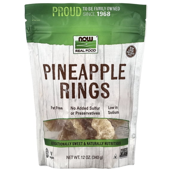 Now Foods Pineapple Rings 12 oz Bag