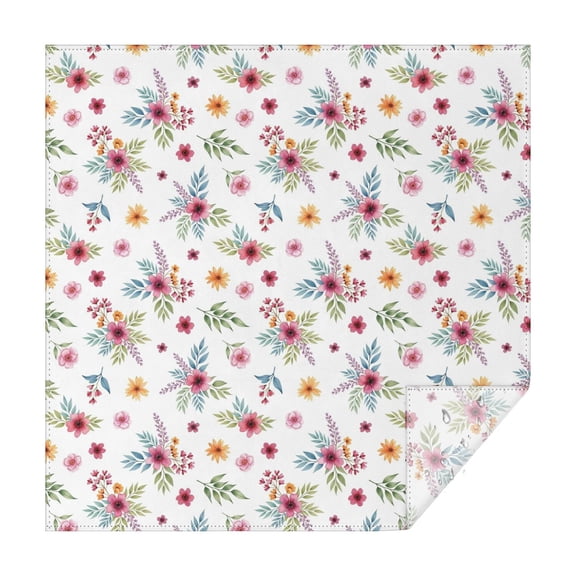 Pioneer Flower Floral Print Pattern Square Tablecloth, Waterproof Wipeable Spillproof Washable Table Cover for Home Kitchen Party and Daily Decor 60"x60"