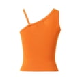 thumbnail image 4 of Women Summer Tops Women Fashion Solid Sexy Flower Bodice Casual Sleeveless Vest Camisole Top with Bra Cute Tops for Christmas Running Top Womens Cycling with Pockets Cardigan Set Blouse Orange S, 4 of 8