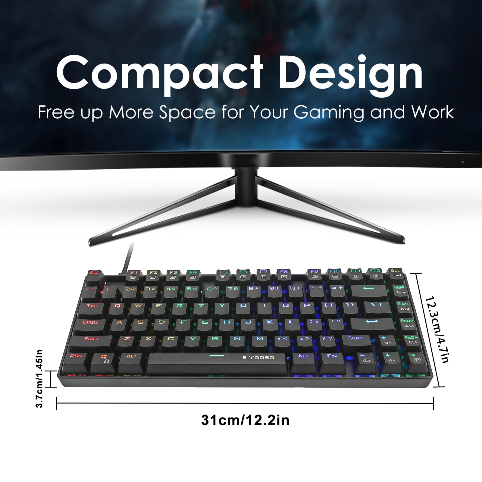 E-YOOSO 60% Z-88 PRO RGB Mechanical Gaming Keyboard, Blue Switch, Portable Office Keyboard, Compact 81 Keys Anti-Ghosting for Mac, PC,Gamer-Black