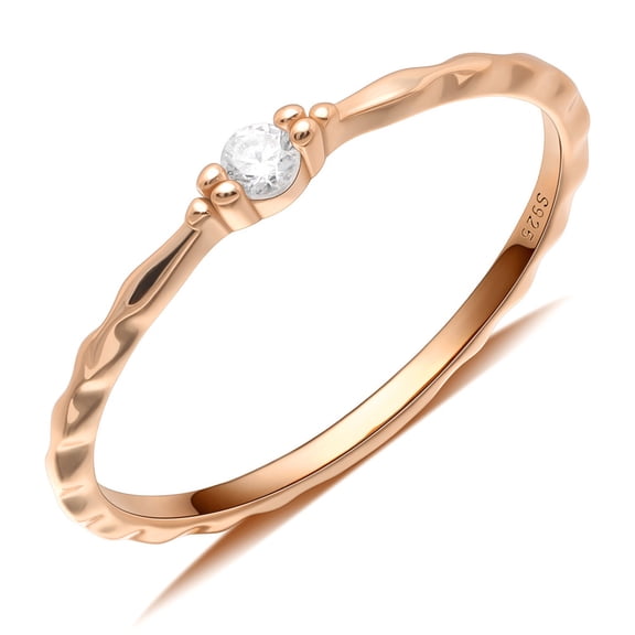 UIONEN Rose Gold Ring Stacking Women Dainty 925 Silver Minimalist Rings Sizes 10