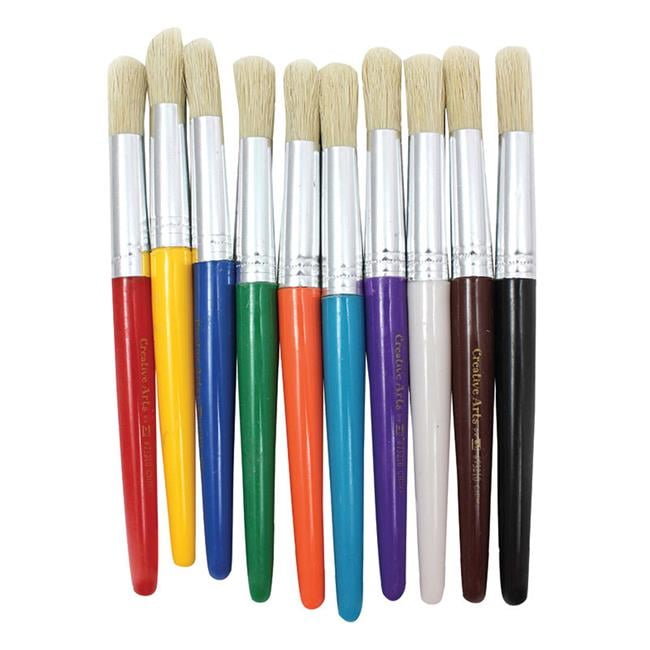 Round Paint Brushes, Short, Assorted Colors, 10 per Set, 3 Sets
