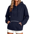 thumbnail image 2 of SYwaren Women's Oversized Pullover Hoodie Henley Long Sleeve Button Casual Sweatshirt Tops, 2 of 6