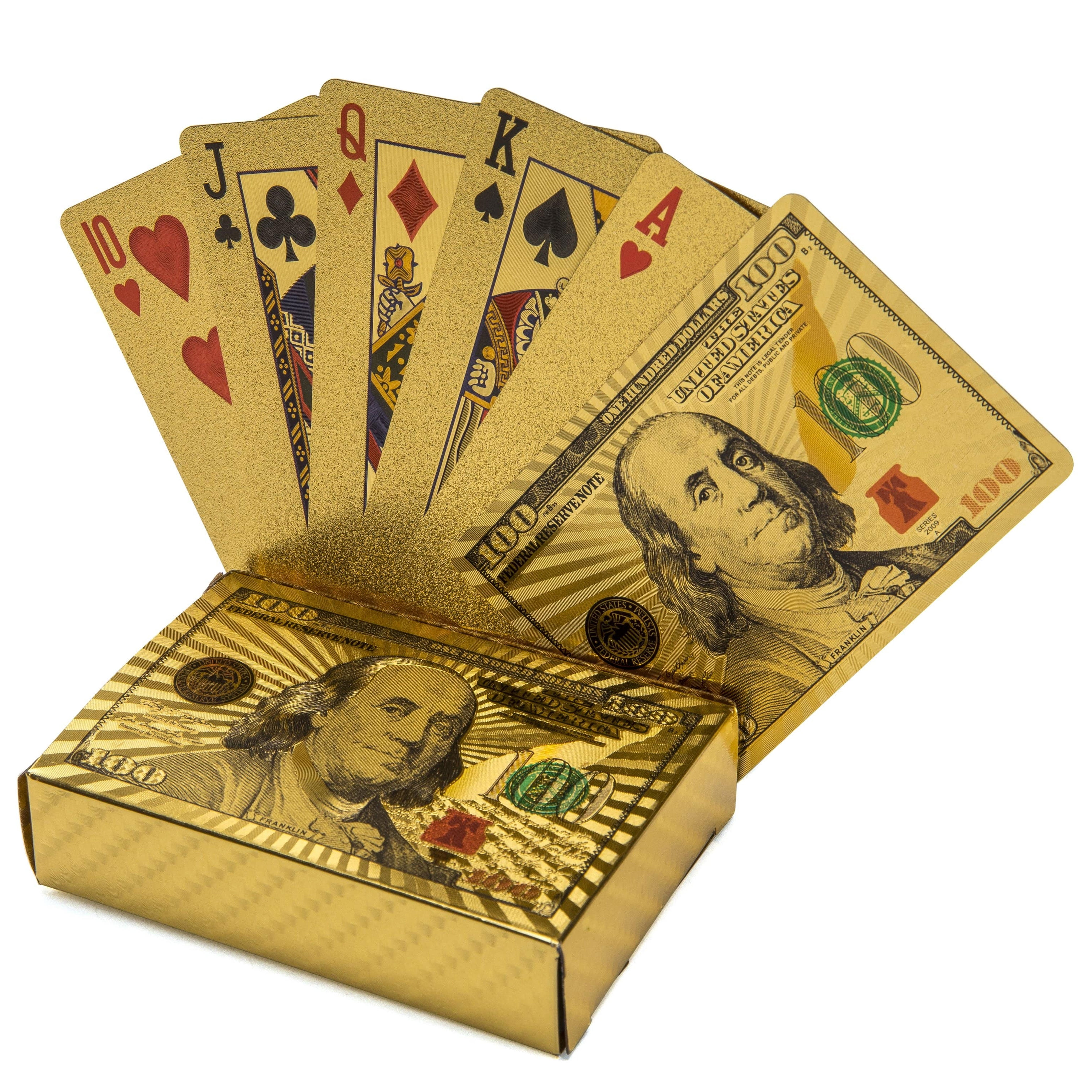 Spielkarten Hochwertig 24K Blattgold Neuste 100.00 Geldschein Benjamin Franklin 