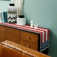 thumbnail image 3 of Navy Blue American Flag Table Runner Cotton Linen 120 Inch Holiday Dresser Scarves, US Flag Wooden Vintage Tablerunner for Kitchen Coffee Dining Bedroom Living Room Dinner Scarf Décor 13''x120'', 3 of 9