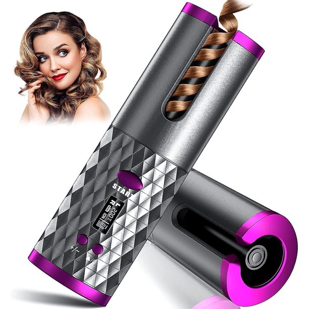 Rizador automático, rizador de pelo con 6 temperaturas y temporizador, rizadores de pelo portátiles, varita de rizador giratoria recargable, rizador de pelo automático para L