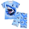 thumbnail image 2 of Baby Girl Pajamas Kids Toddler Boys Summer Shark Print Pajama Set Casual Playwear Breathable Comfort Lightweight Home Wear Pajamas for Kids Blue 2 Years-3 Years, 2 of 6