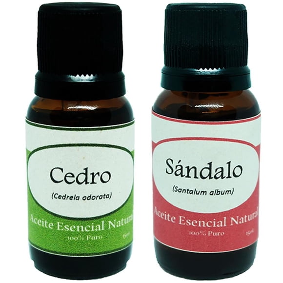 Pack de 2 aceites esenciales naturales Krisamex cedro y sándalo 15 ml c/u