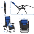 thumbnail image 4 of Alden Design 2pcs Padded Foldable Zero Gravity Chair with Armrests/ Cupholder/ Pillow, Navy Blue/Black, 4 of 7