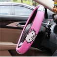 thumbnail image 3 of Cute Girl Ladies Pink Cartoon Hello Kitty Auto Car Steering Wheel Cover Universal 15in/38cm, 3 of 5