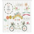 thumbnail image 3 of Engagement Party Shower Curtain, Bicycle With a Basket Full of Spring Flowers Wedding Concept Elements, Fabric Bathroom Set with Hooks, 69W X 84L Inches Extra Long, Multicolor, by Ambesonne, 3 of 3