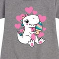 thumbnail image 3 of Instant Message - Ice Cream Dinosaur - Toddler & Youth Girls Fleece Dress, 3 of 6