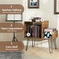 thumbnail image 5 of Kepooman Coffee Table, End Tables,Side End Table,Mid-century Record Player Stand with Power Outlet and Vinyl Divider-Rustic Brown, 5 of 10