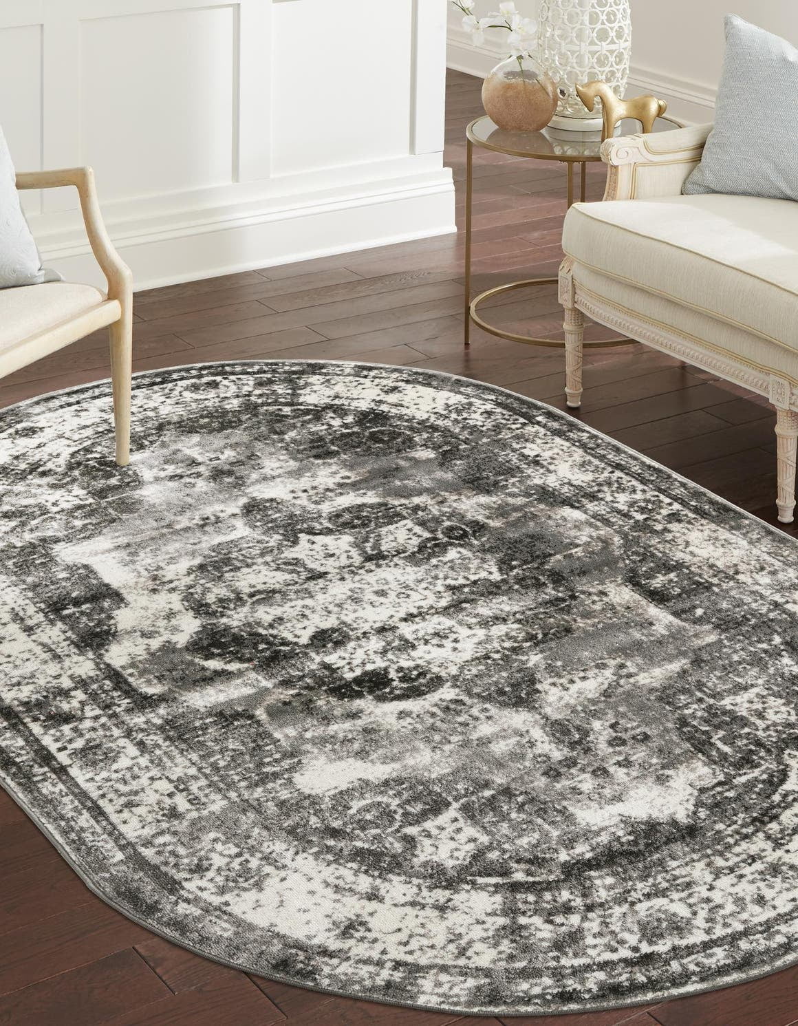Monte Carlo Collection Rug 3' x 5' Oval Gray Medium Rug