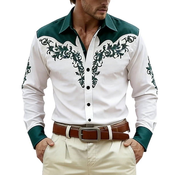 Camisetas de Navidad de Manga Larga de los Hombres Imprimir de Moda Casual Manga Larga Turndown Collar Blusa para Primavera Invierno Al Aire Libre Diario