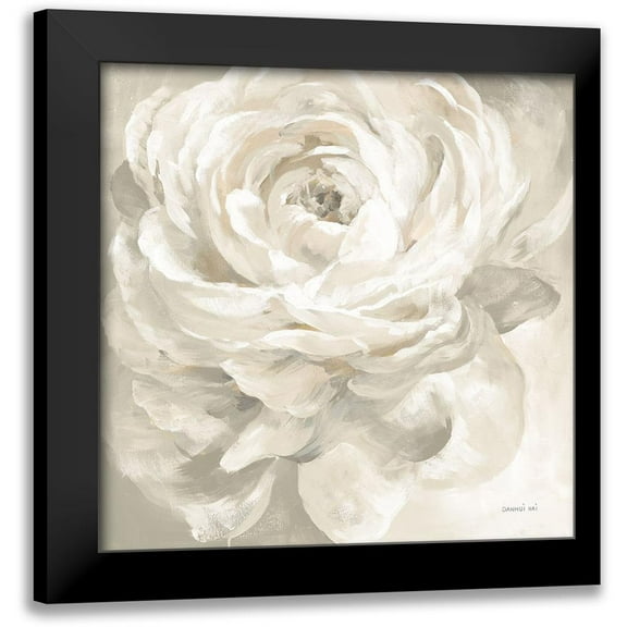 Nai, Danhui 12x12 Black Modern Framed Museum Art Print Titled - White Rose Gray